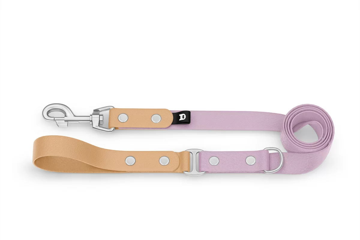 Dog Leash Duo: Light brown & Lilac with Silver components