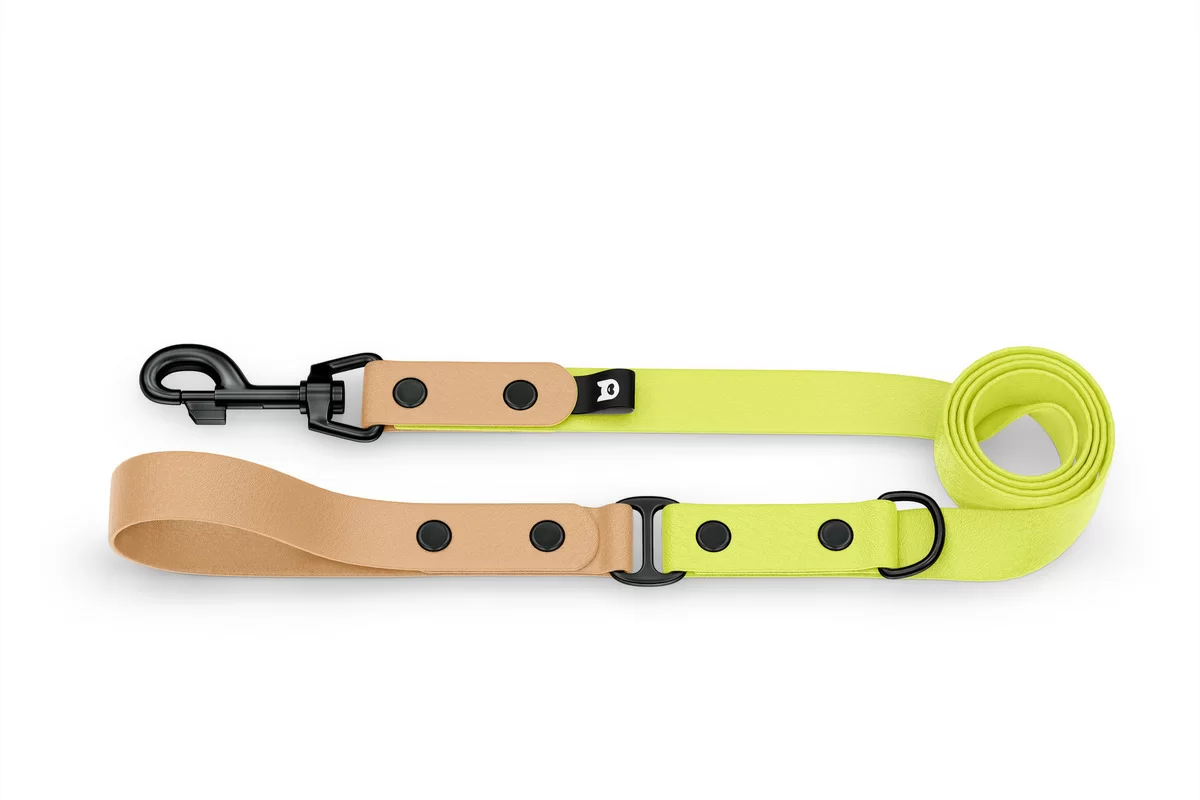 Dog Leash Duo: Light brown & Neon yellow with Black components