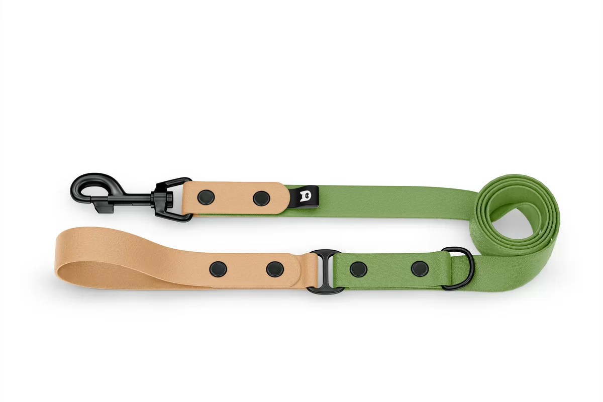 Dog Leash Duo: Light brown & Olive with Black components