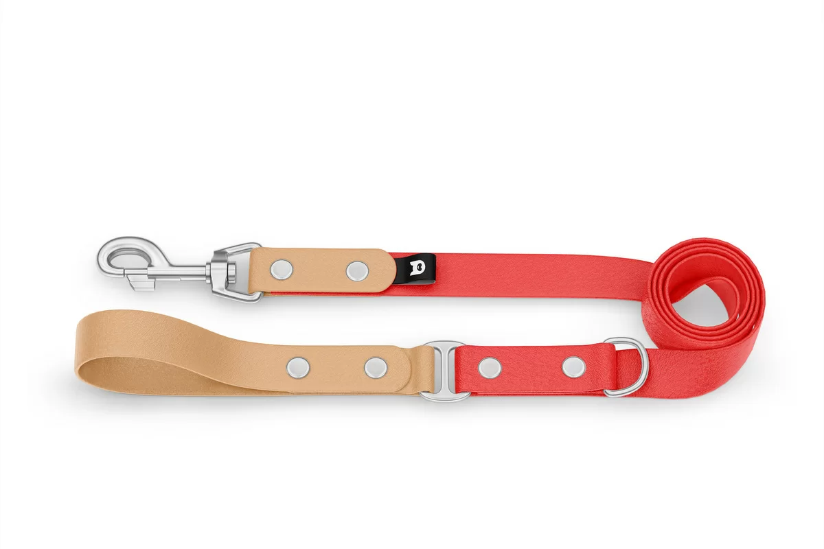 Dog Leash Duo: Light brown & Red with Silver components