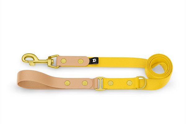 Dog Leash Duo: Light brown & Yellow with Gold components