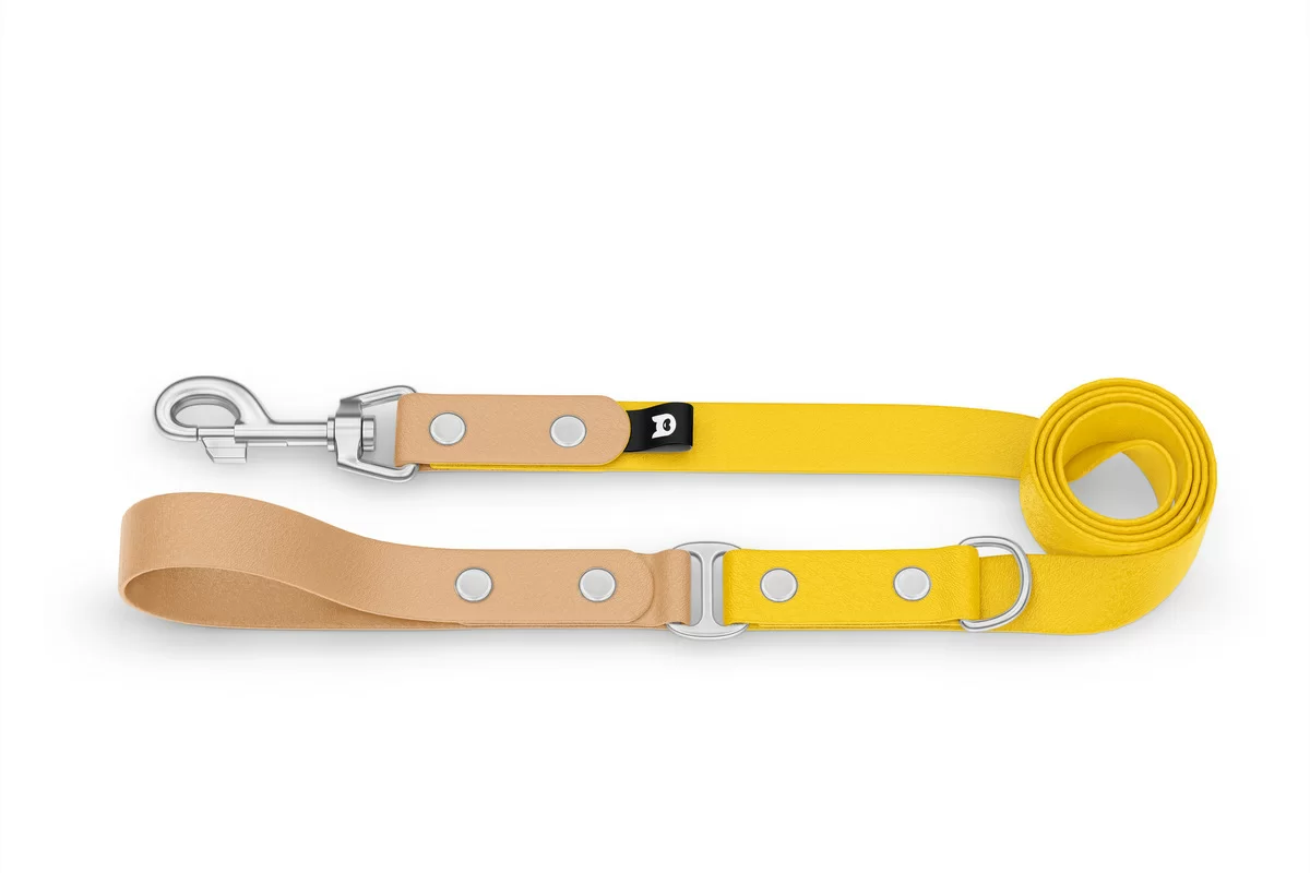 Dog Leash Duo: Light brown & Yellow with Silver components