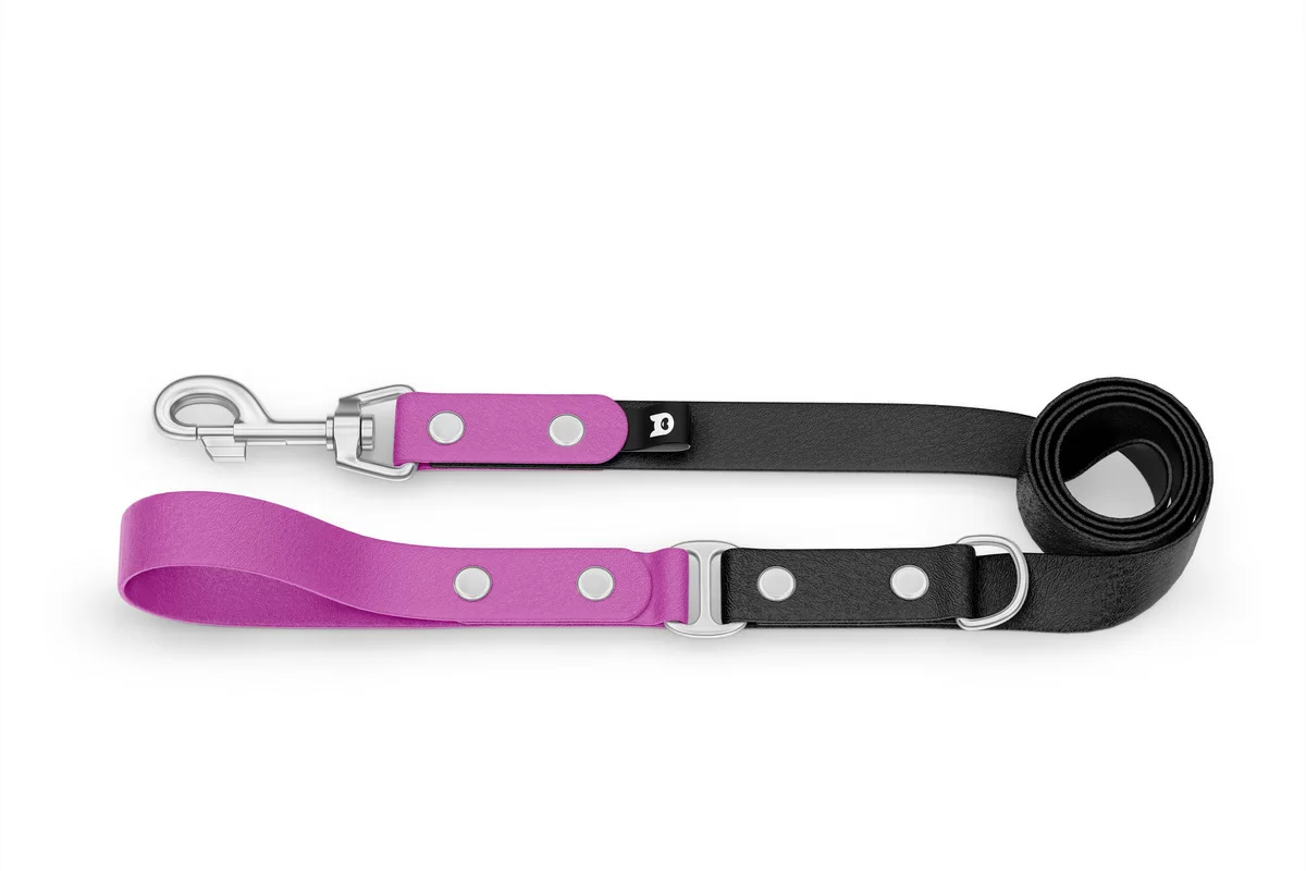Dog Leash Duo: Light purple & Black with Silver components