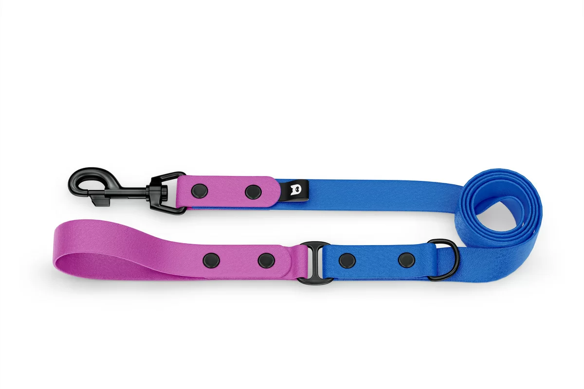 Dog Leash Duo: Light purple & Blue with Black components