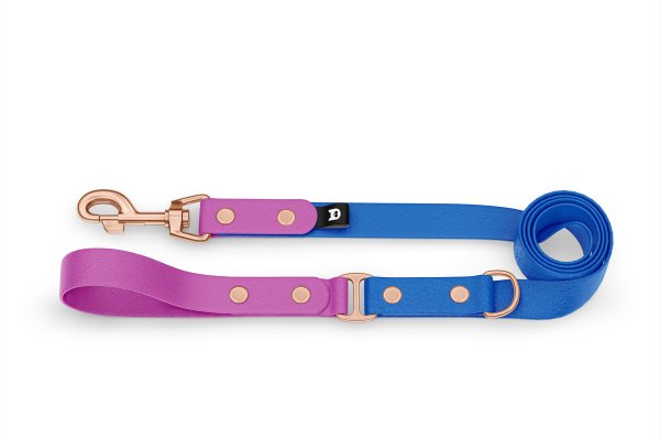 Dog Leash Duo: Light purple & Blue with Rosegold components
