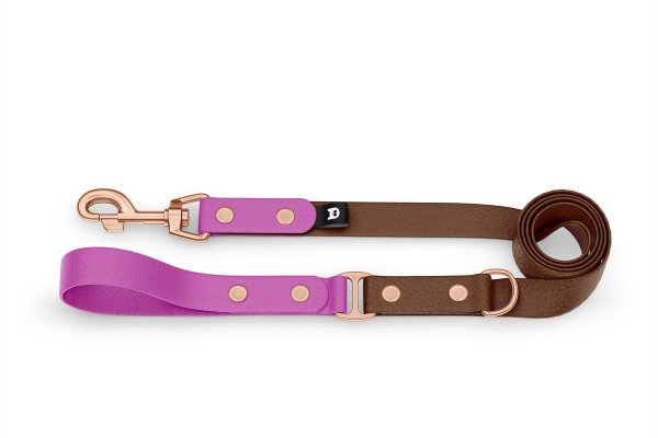 Dog Leash Duo: Light purple & Dark brown with Rosegold components