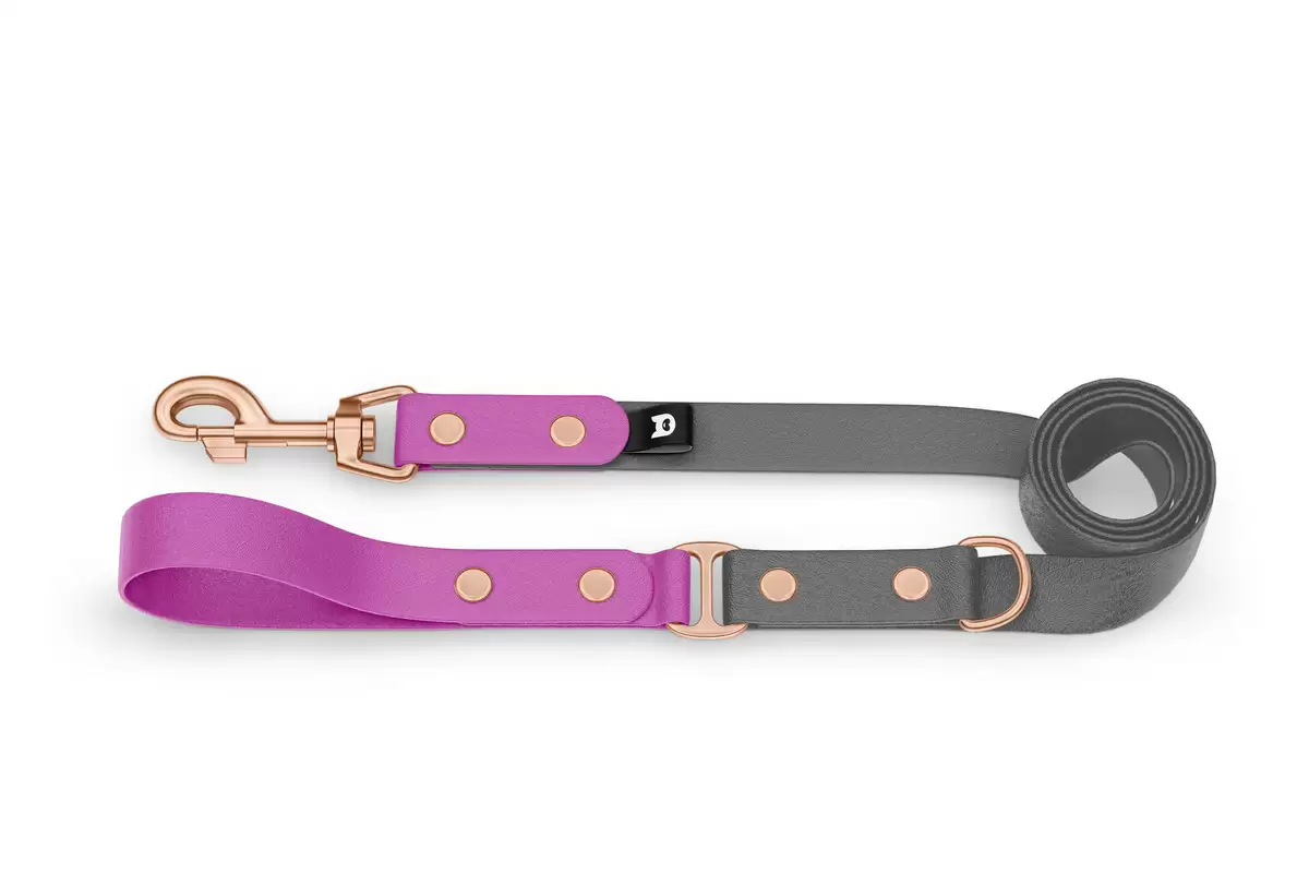 Dog Leash Duo: Light purple & Gray with Rosegold components