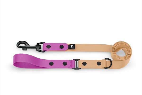 Dog Leash Duo: Light purple & Light brown with Black components