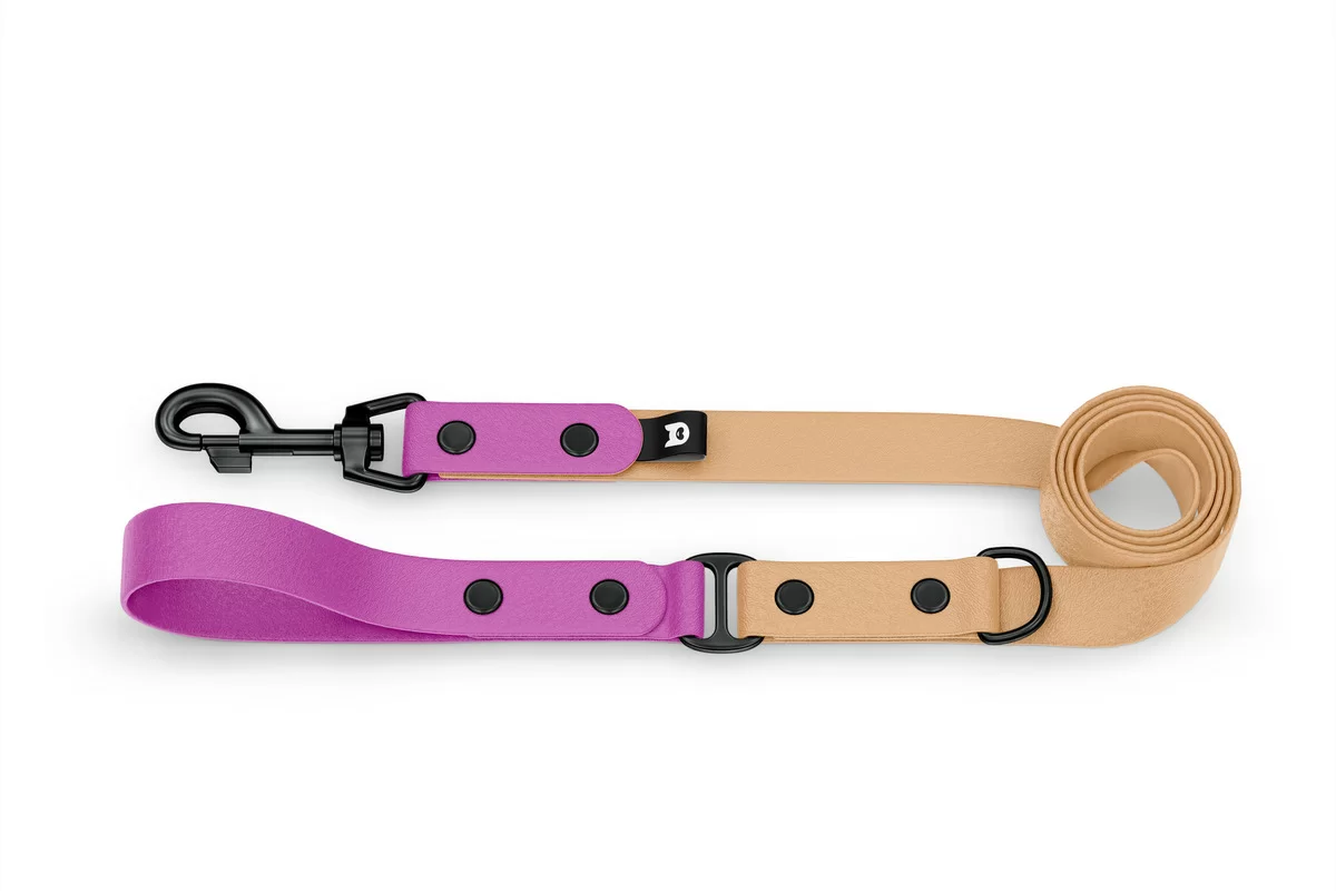 Dog Leash Duo: Light purple & Light brown with Black components