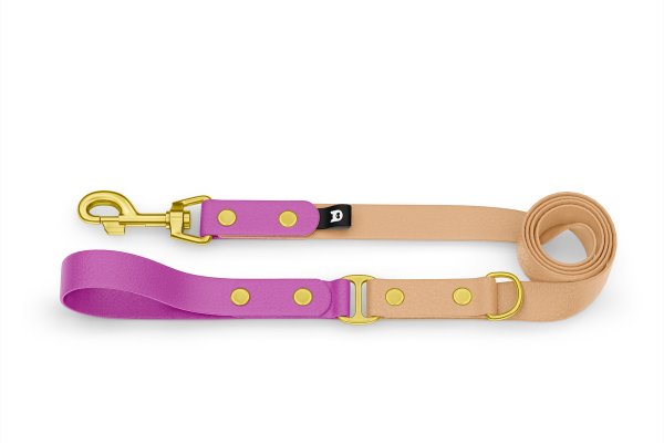 Dog Leash Duo: Light purple & Light brown with Gold components