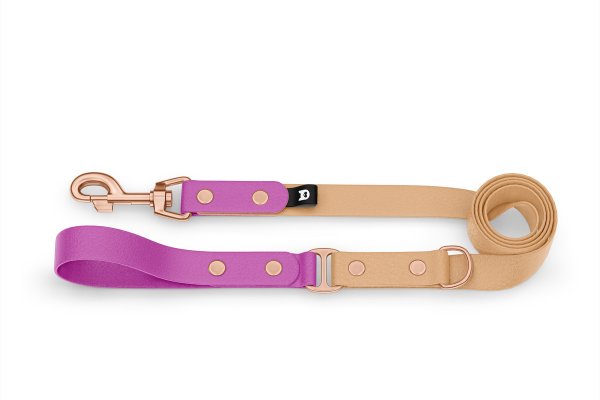Dog Leash Duo: Light purple & Light brown with Rosegold components