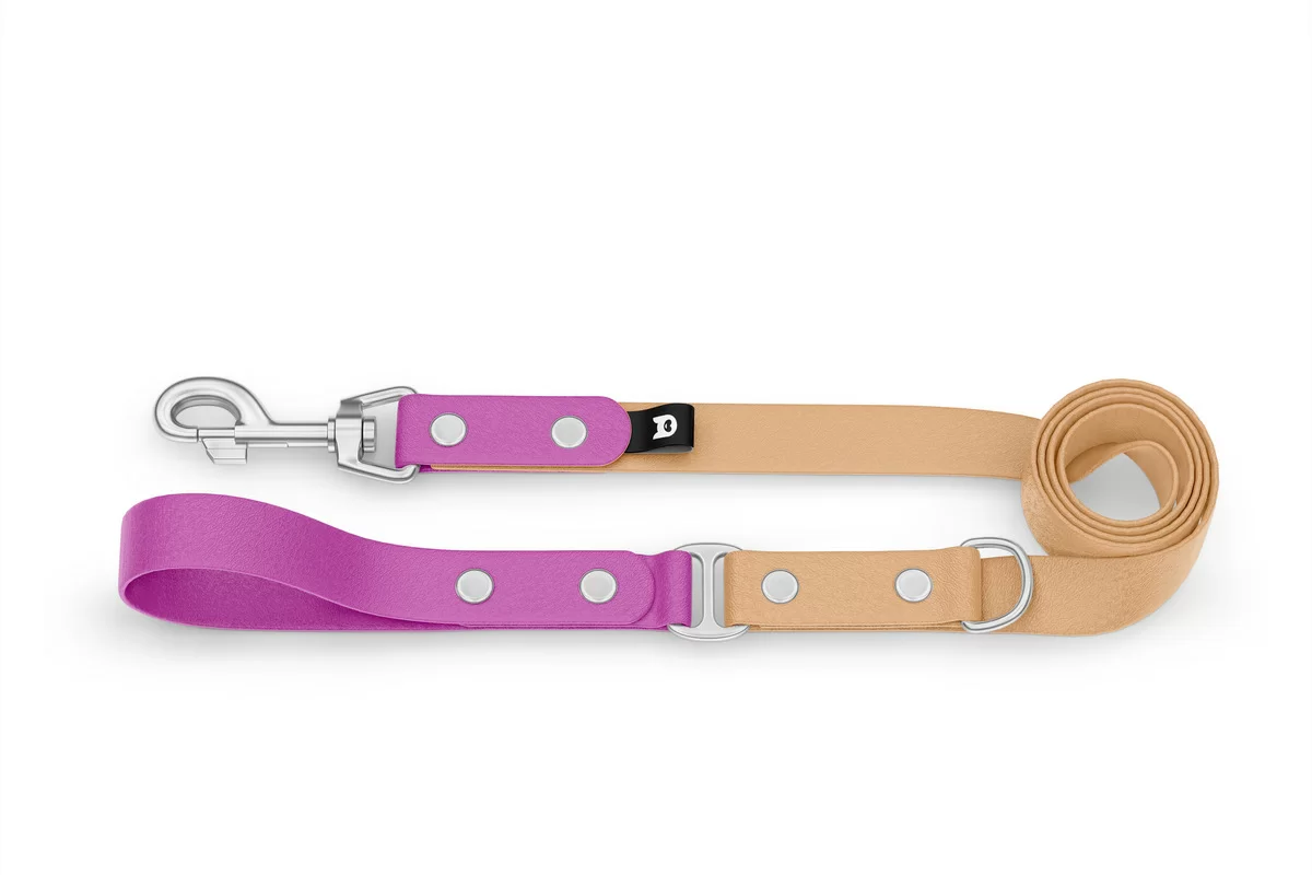 Dog Leash Duo: Light purple & Light brown with Silver components