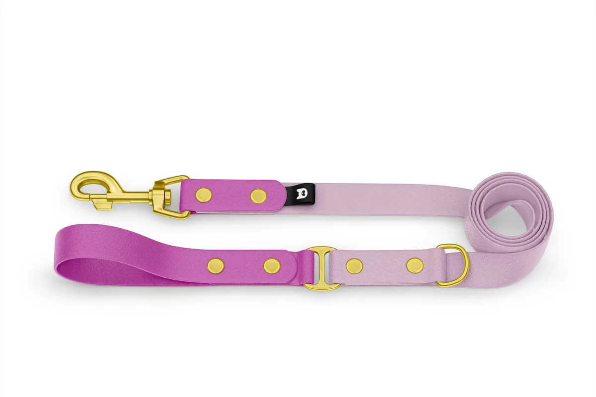 Dog Leash Duo: Light purple & Lilac with Gold components