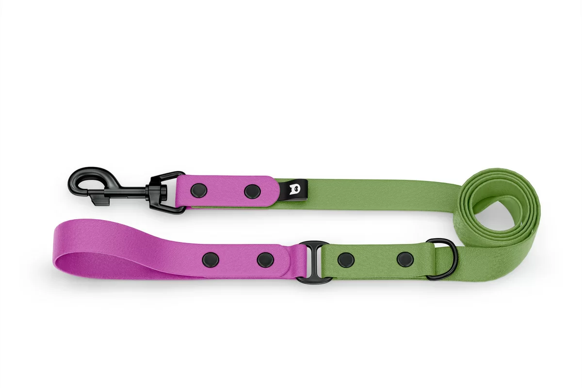 Dog Leash Duo: Light purple & Olive with Black components