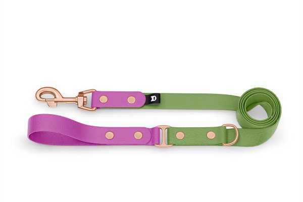 Dog Leash Duo: Light purple & Olive with Rosegold components