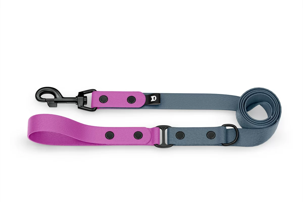 Dog Leash Duo: Light purple & Petrol with Black components