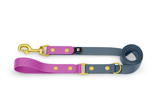 Dog Leash Duo: Light purple & Petrol with Gold components
