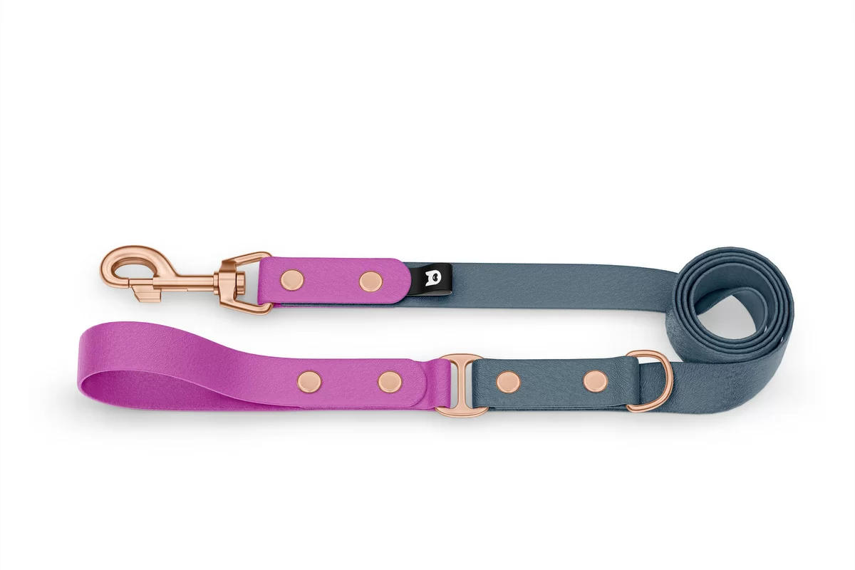 Dog Leash Duo: Light purple & Petrol with Rosegold components