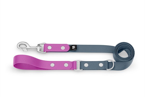 Dog Leash Duo: Light purple & Petrol with Silver components