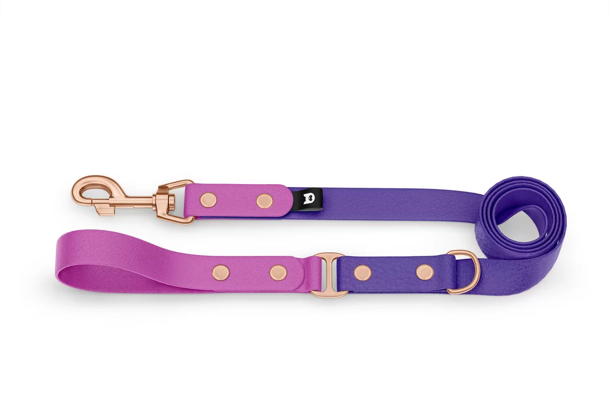 Dog Leash Duo: Light purple & Purple with Rosegold components