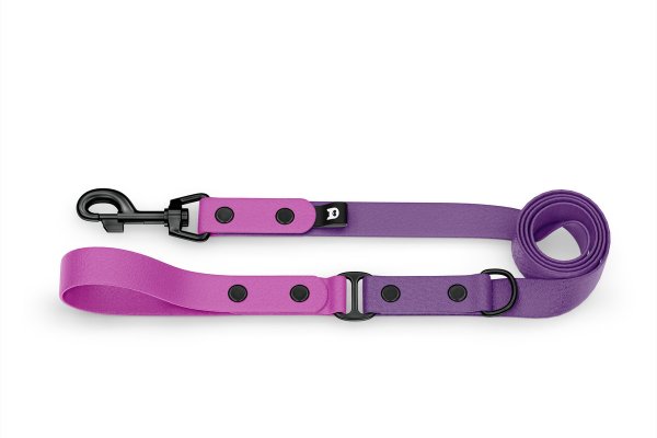 Dog Leash Duo: Light purple & Purpur with Black components