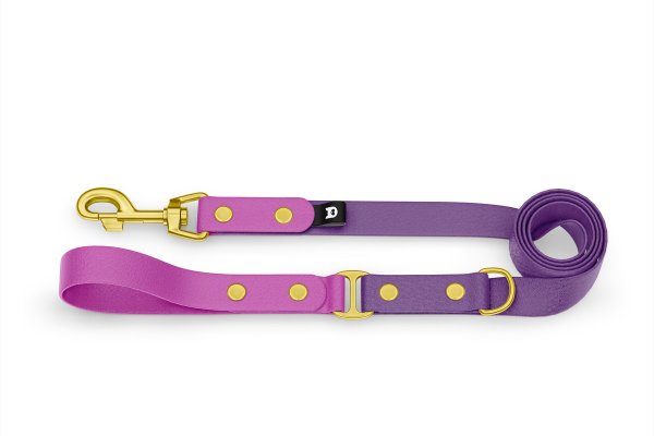 Dog Leash Duo: Light purple & Purpur with Gold components