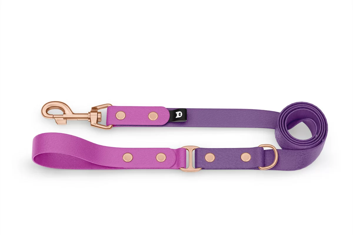 Dog Leash Duo: Light purple & Purpur with Rosegold components