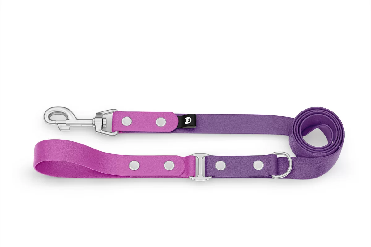 Dog Leash Duo: Light purple & Purpur with Silver components