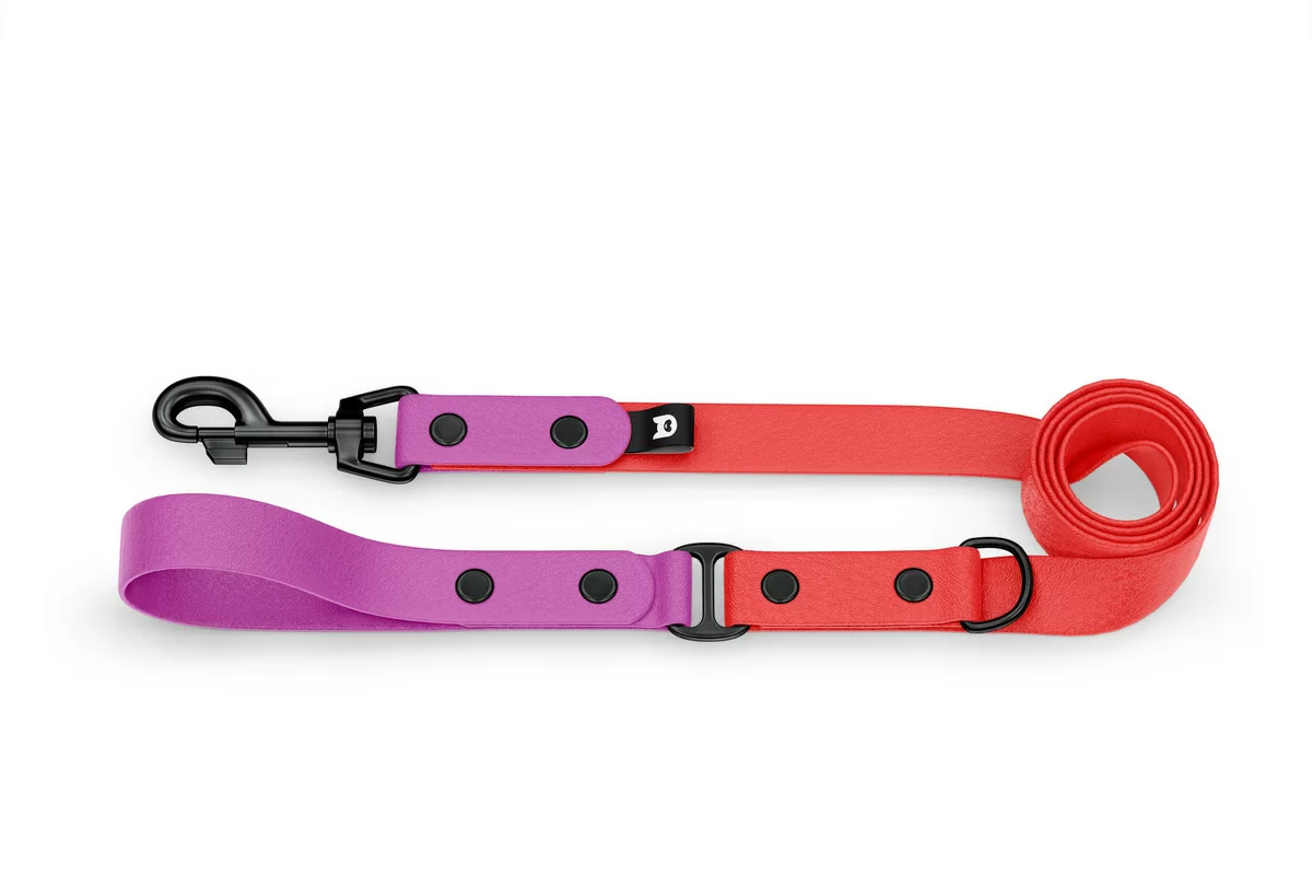 Dog Leash Duo: Light purple & Red with Black components