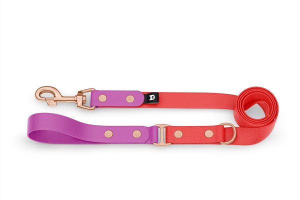 Dog Leash Duo: Light purple & Red with Rosegold components