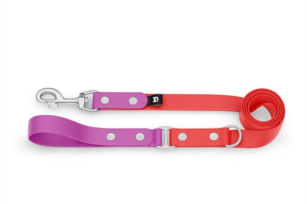 Dog Leash Duo: Light purple & Red with Silver components