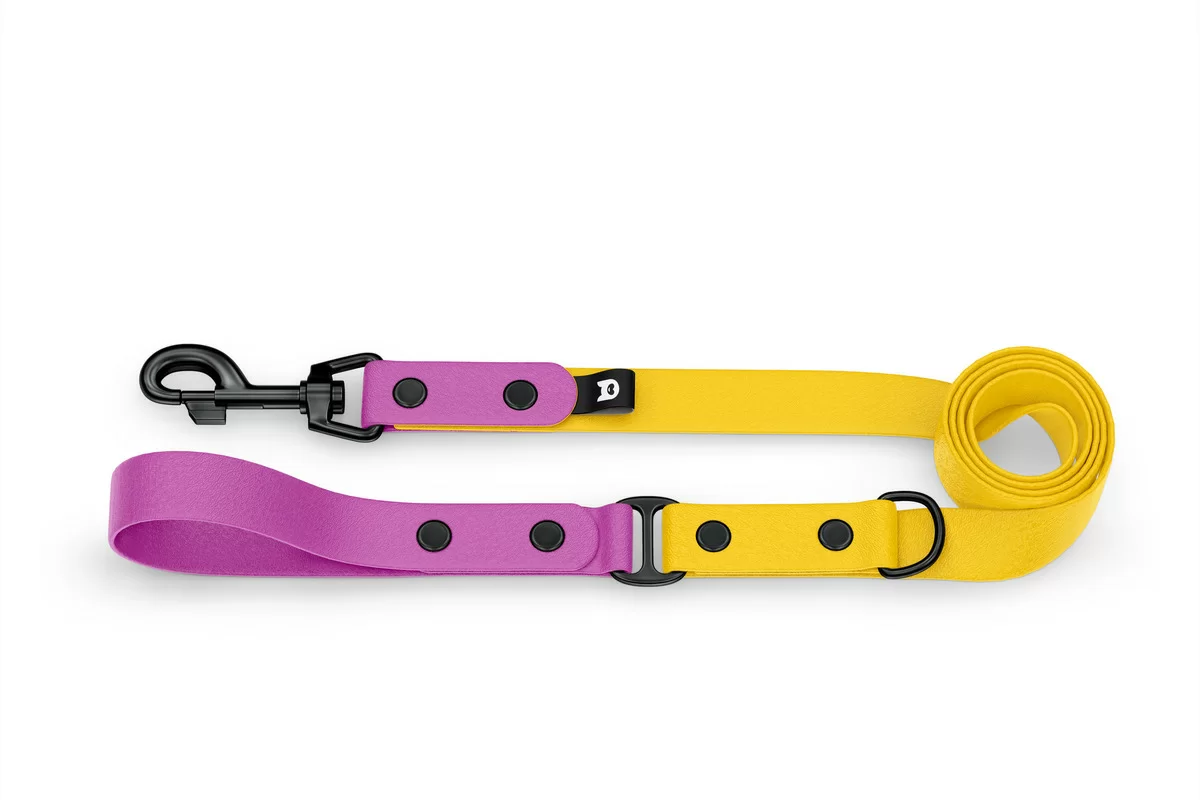 Dog Leash Duo: Light purple & Yellow with Black components