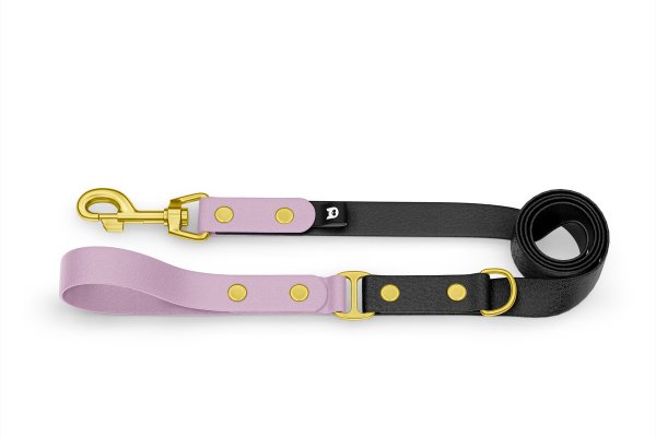 Dog Leash Duo: Lilac & Black with Gold components