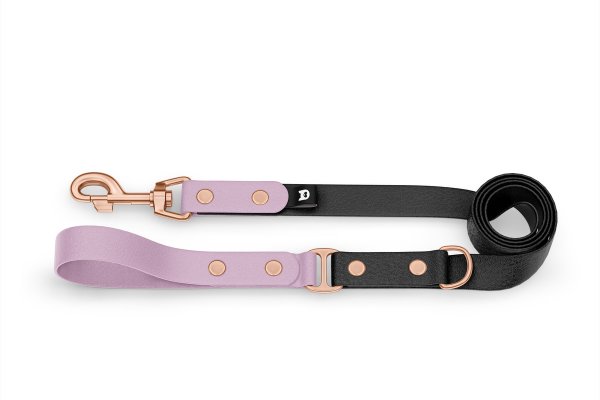 Dog Leash Duo: Lilac & Black with Rosegold components