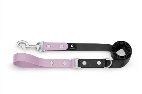 Dog Leash Duo: Lilac & Black with Silver components