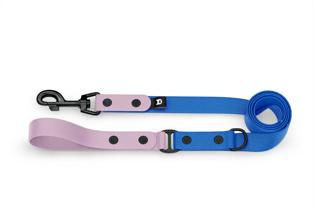 Dog Leash Duo: Lilac & Blue with Black components