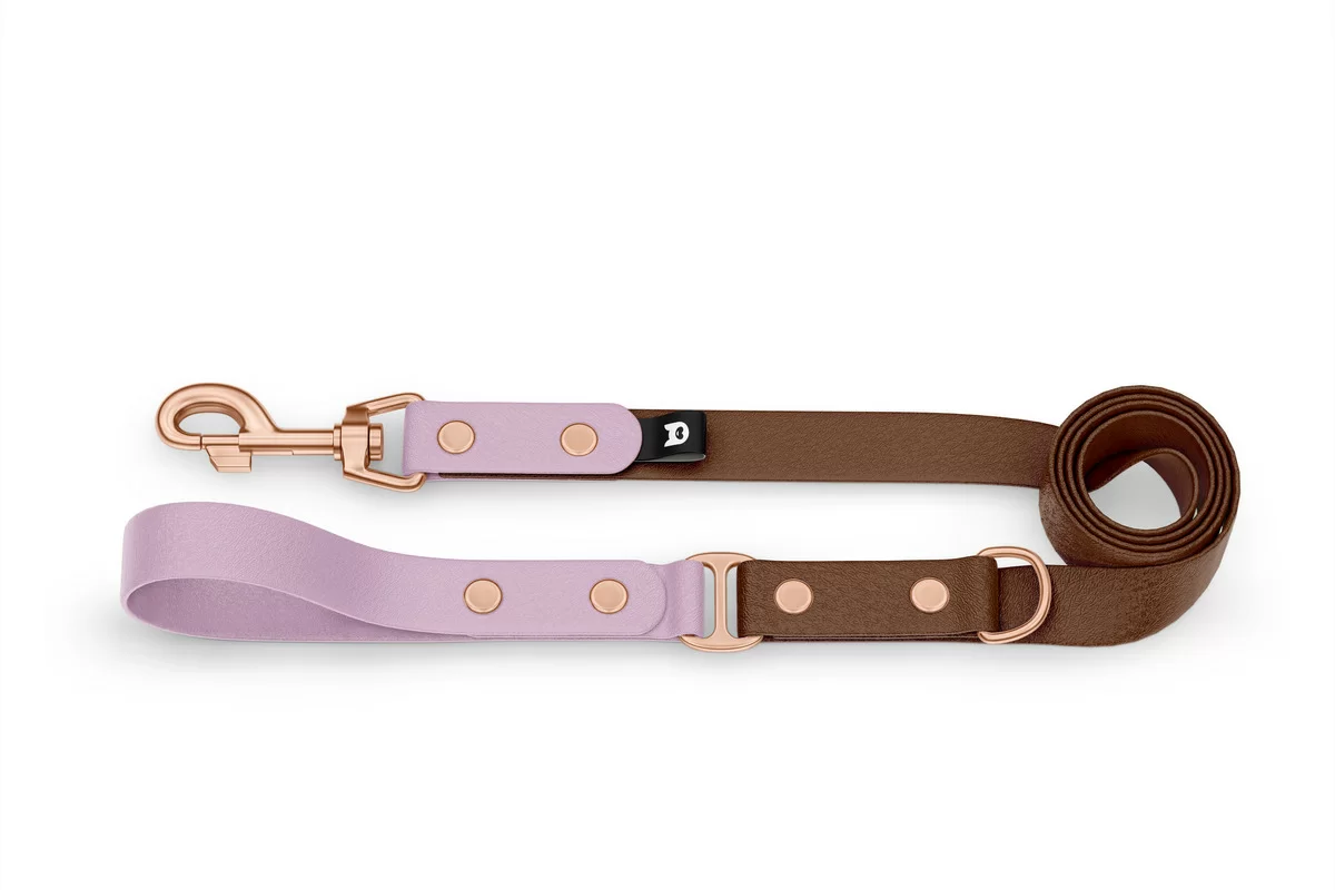 Dog Leash Duo: Lilac & Dark brown with Rosegold components