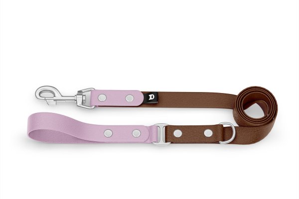 Dog Leash Duo: Lilac & Dark brown with Silver components