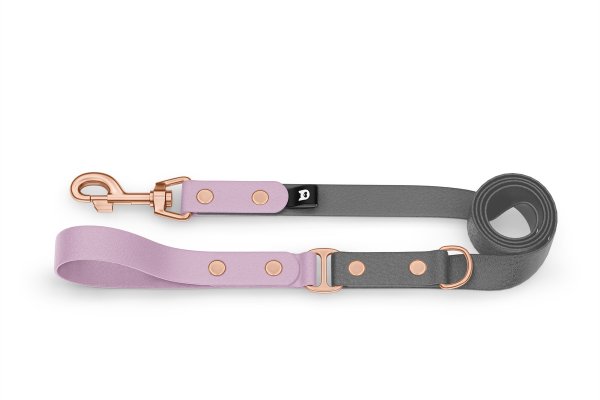 Dog Leash Duo: Lilac & Gray with Rosegold components