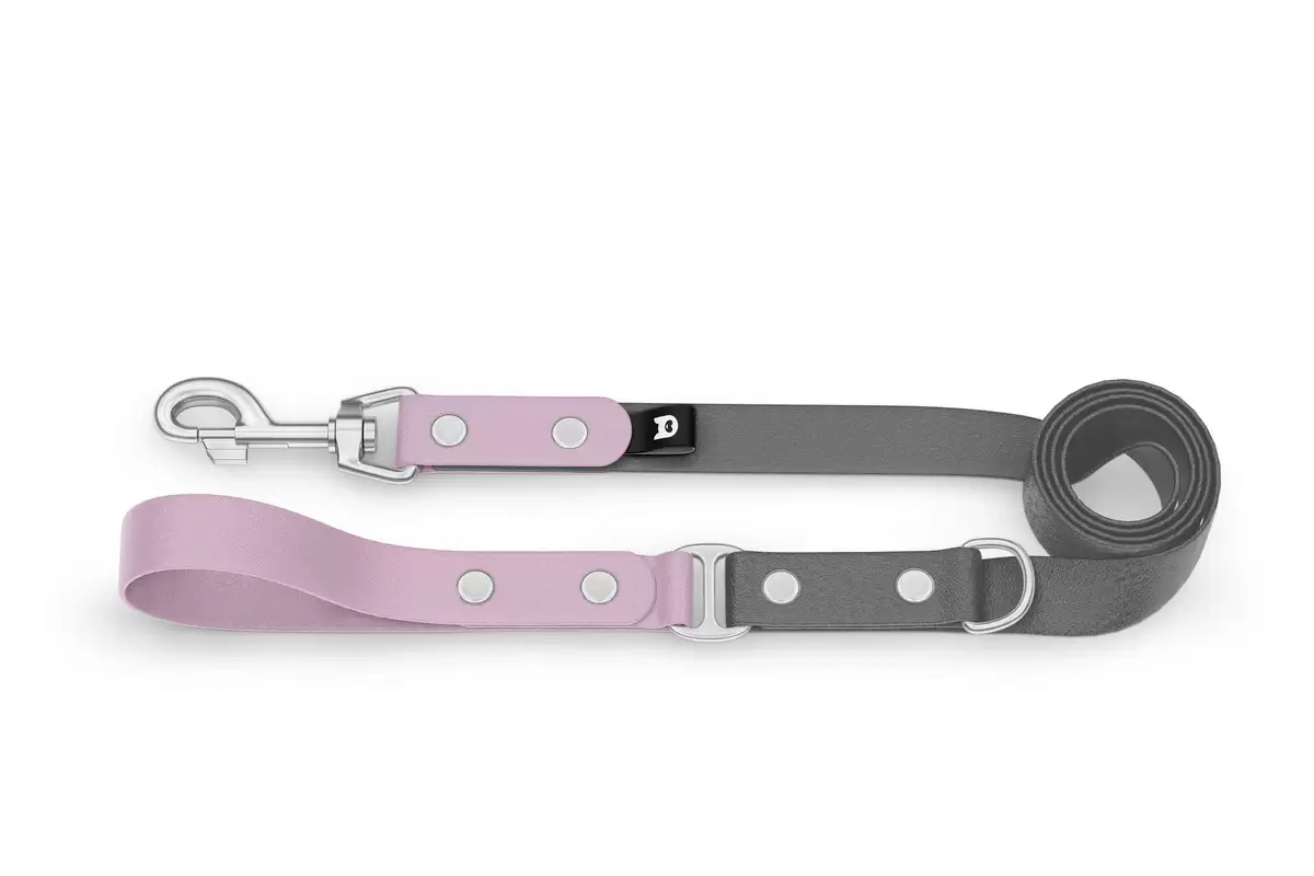 Dog Leash Duo: Lilac & Gray with Silver components