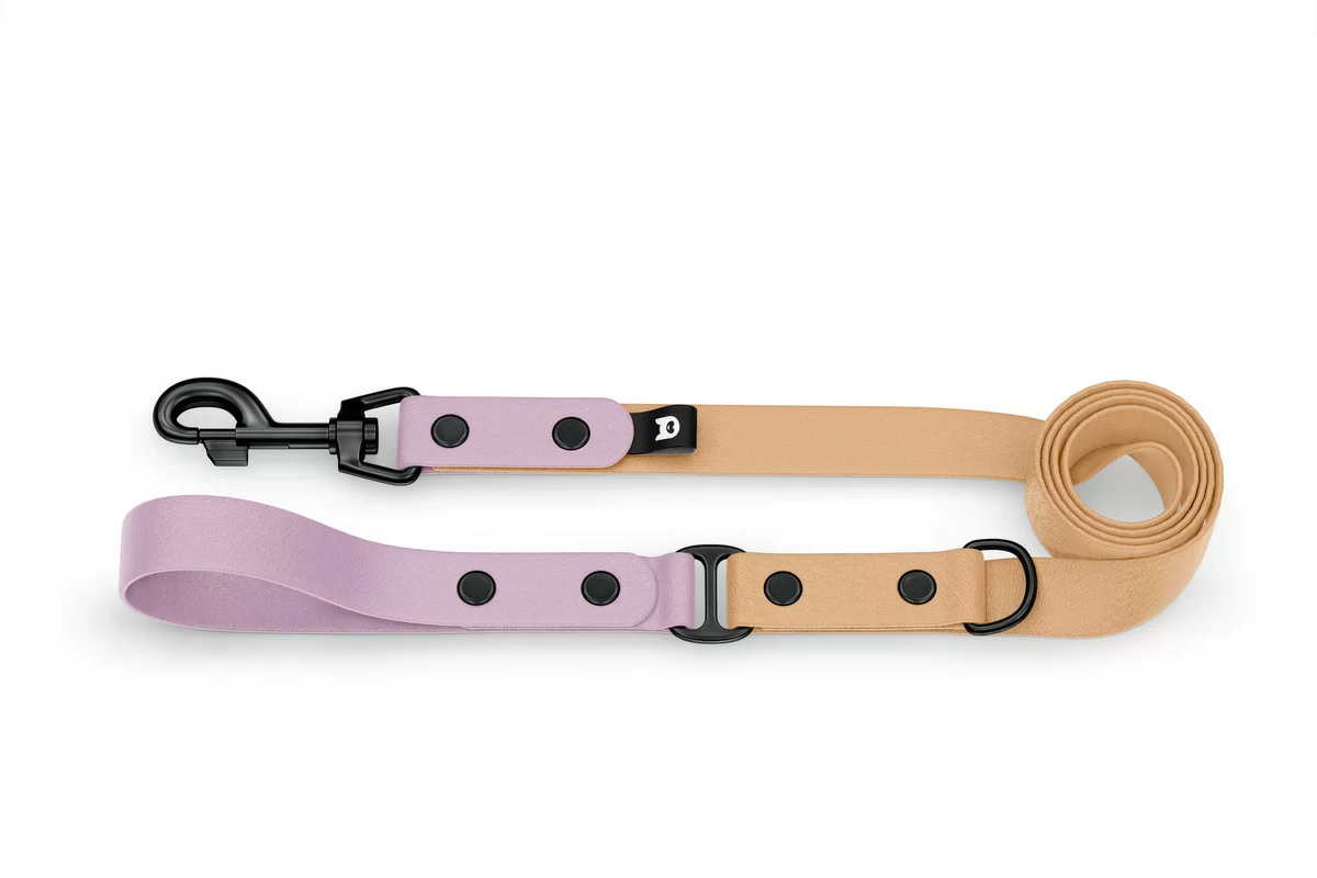 Dog Leash Duo: Lilac & Light brown with Black components