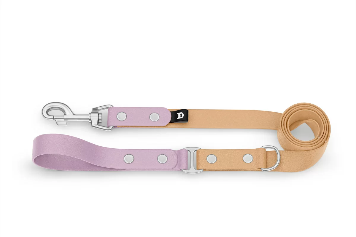 Dog Leash Duo: Lilac & Light brown with Silver components