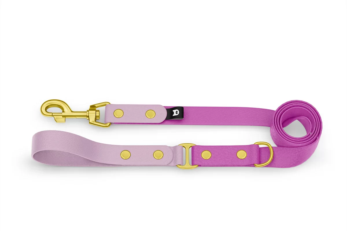 Dog Leash Duo: Lilac & Light purple with Gold components