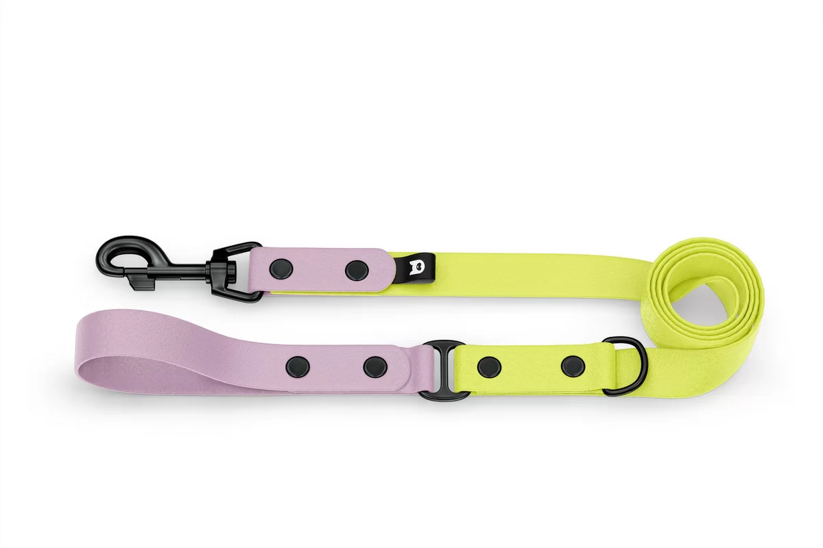 Dog Leash Duo: Lilac & Neon yellow with Black components