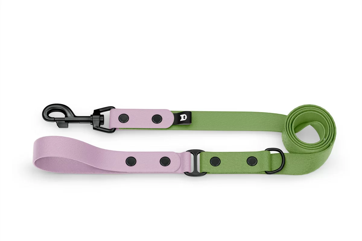 Dog Leash Duo: Lilac & Olive with Black components