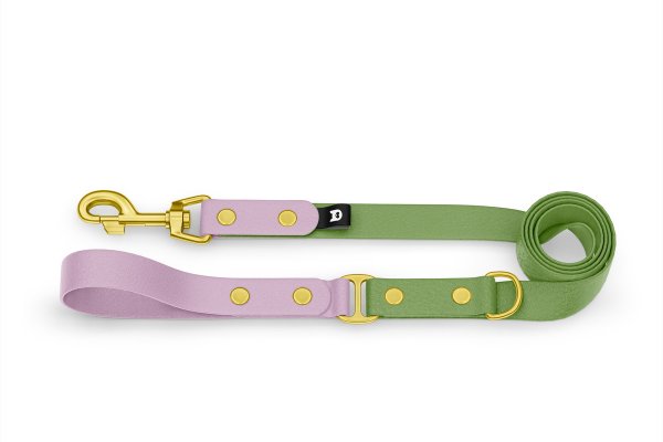 Dog Leash Duo: Lilac & Olive with Gold components