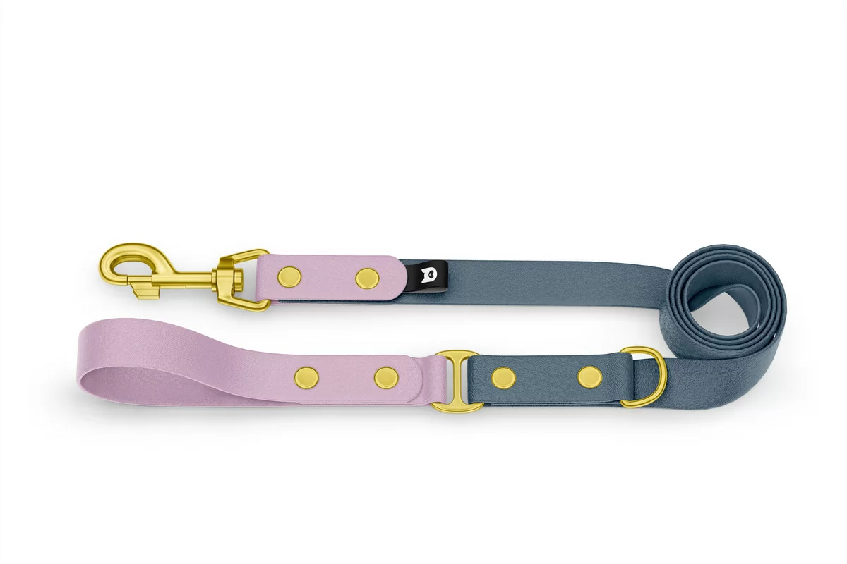 Dog Leash Duo: Lilac & Petrol with Gold components