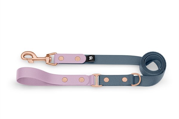Dog Leash Duo: Lilac & Petrol with Rosegold components