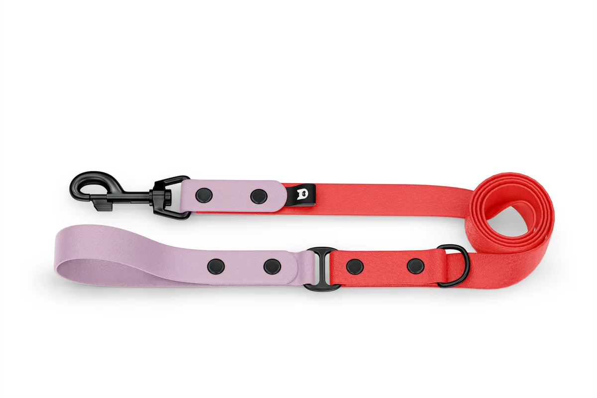 Dog Leash Duo: Lilac & Red with Black components