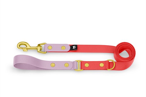 Dog Leash Duo: Lilac & Red with Gold components